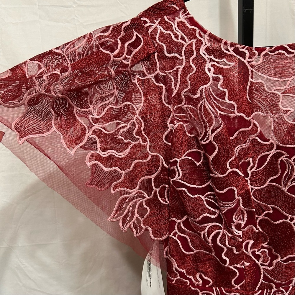 NWT JS Collections Burgundy Lace Midi Dress       Size 6 - Picture 6 of 9